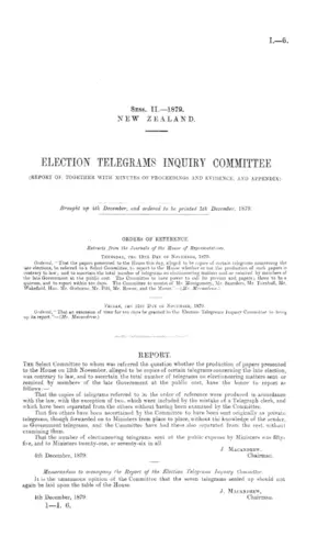 ELECTION TELEGRAMS INQUIRY COMMITTEE (REPORT OF, TOGETHER WITH MINUTES OF PROCEEDINGS AND EVIDENCE, AND APPENDIX).
