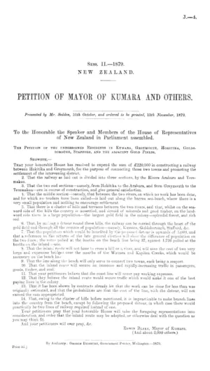 PETITION OF MAYOR OF KUMARA AND OTHERS.