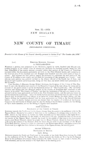 NEW COUNTY OF TIMARU (PROCLAMATION CONSTITUTING).