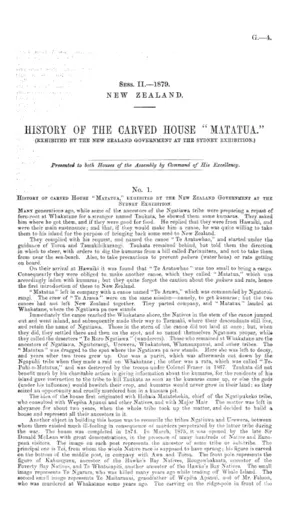 HISTORY OF THE CARVED HOUSE "MATATUA." (EXHIBITED BY THE NEW ZEALAND GOVERNMENT AT THE SYDNEY EXHIBITION.)