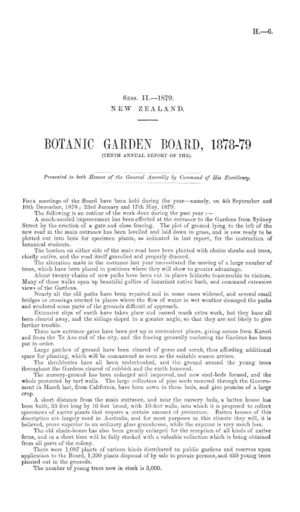 BOTANIC GARDEN BOARD, 1878-79 (TENTH ANNUAL REPORT OF THE).