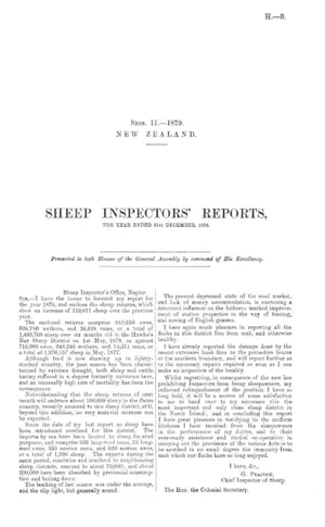 SHEEP INSPECTORS' REPORTS, FOR YEAR ENDED 31ST DECEMBER, 1878.