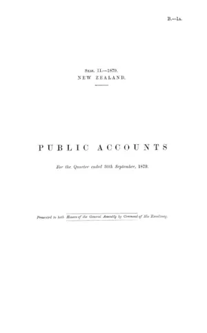PUBLIC ACCOUNTS For the Quarter ended 30th September, 1879.