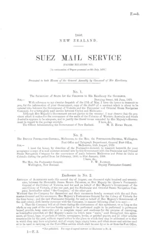 SUEZ MAIL SERVICE (PAPERS RELATING TO).
