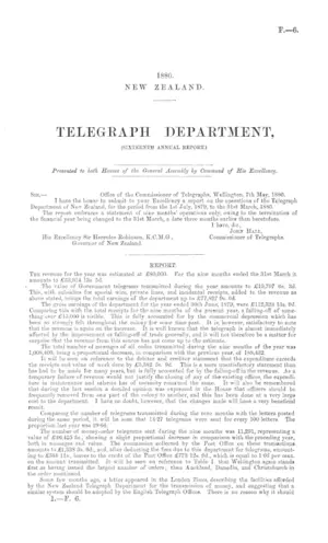 TELEGRAPH DEPARTMENT, (SIXTEENTH ANNUAL REPORT.)