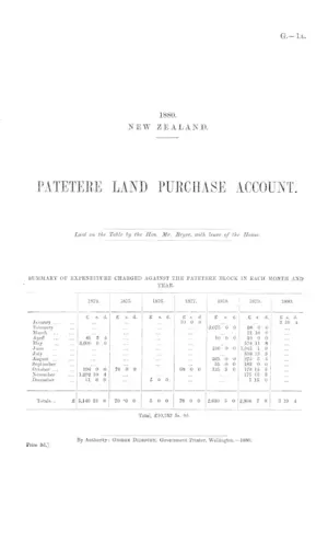 PATETERE LAND PURCHASE ACCOUNT.