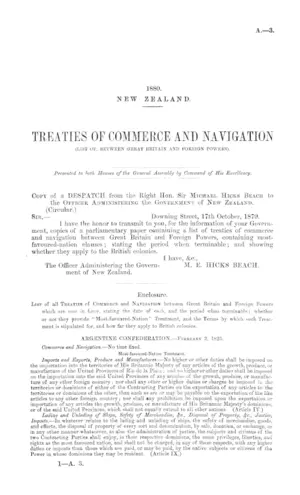 TREATIES OF COMMERCE AND NAVIGATION (LIST OF, BETWEEN GREAT BRITAIN AND FOREIGN POWERS).