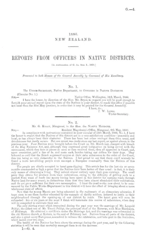 REPORTS FROM OFFICERS IN NATIVE DISTRICTS. [in continuation of G.-1a., Sess. 1., 1879.]