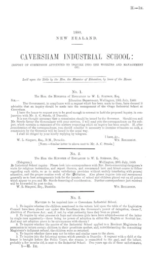 CAVERSHAM INDUSTRIAL SCHOOL: (REPORT OF COMMISSION APPOINTED TO INQUIRE INTO THE WORKING AND MANAGEMENT OF).