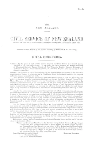 CIVIL SERVICE OF NEW ZEALAND (REPORT OF THE ROYAL COMMISSION APPOINTED TO INQUIRE AND REPORT UPON THE).
