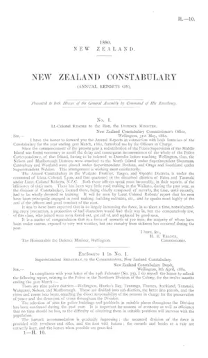NEW ZEALAND CONSTABULARY (ANNUAL REPORTS ON).