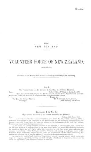 VOLUNTEER FORCE OF NEW ZEALAND. (REPORT ON.)