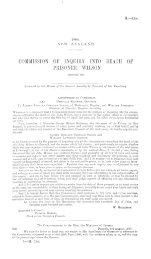 COMMISSION OF INQUIRY INTO DEATH OF PRISONER WILSON (REPORT OF).