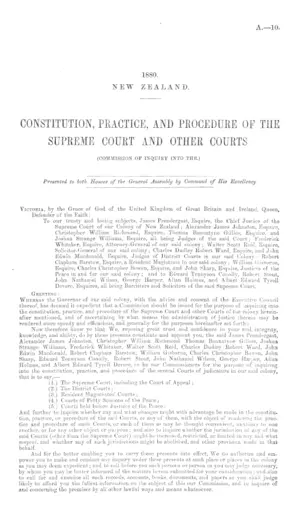 CONSTITUTION, PRACTICE, AND PROCEDURE OF THE SUPREME COURT AND OTHER COURTS (COMMISSION OF INQUIRY INTO THE.)