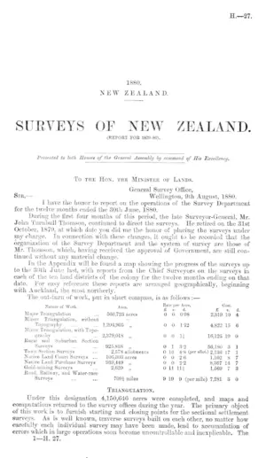 SURVEYS OF NEW ZEALAND. (REPORT FOR 1879-80).