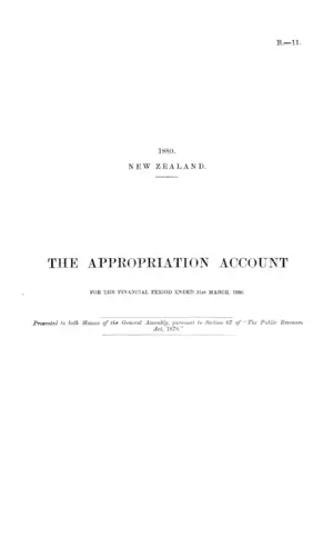 THE APPROPRIATION ACCOUNT FOR THE FINANCIAL PERIOD ENDED 31st MARCH, 1880.