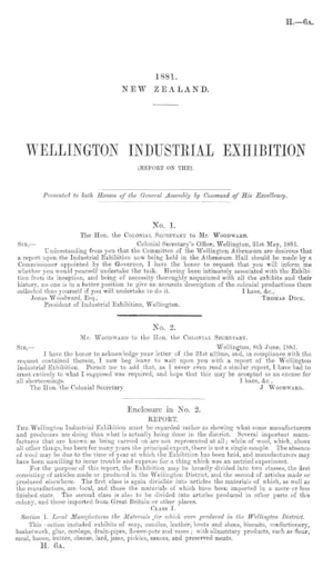 WELLINGTON INDUSTRIAL EXHIBITION (REPORT ON THE).