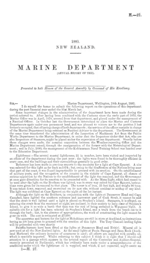 MARINE DEPARTMENT (ANNUAL REPORT OF THE).