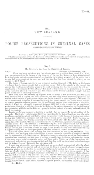 POLICE PROSECUTIONS IN CRIMINAL CASES (CORRESPONDENCE RESPECTING).