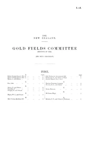 GOLD FIELDS COMMITTEE (REPORTS OF THE). (MR. REID, CHAIRMAN.)