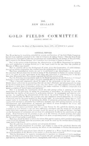 GOLD FIELDS COMMITTEE (GENERAL REPORT OF).