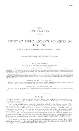 REPORT OF PUBLIC ACCOUNTS COMMITTEE ON PENSIONS. (TOGETHER WITH MINUTES OF PROCEEDINGS AND EVIDENCE)