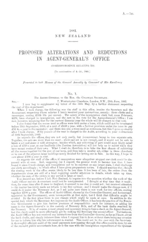 PROPOSED ALTERATIONS AND REDUCTIONS IN AGENT-GENERAL'S OFFICE (CORRESPONDENCE RELATING TO). [In continuation of A.-5c., 1881.]