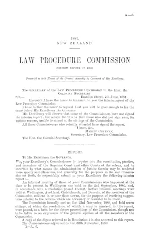 LAW PROCEDURE COMMISSION (INTERIM REPORT OF THE).