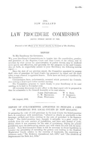 LAW PROCEDURE COMMISSION (SECOND INTERIM REPORT OF THE).