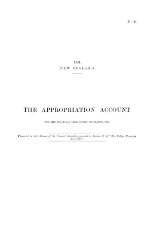 THE APPROPRIATION ACCOUNT FOR THE FINANCIAL YEAR ENDED 31st MARCH, 1881.