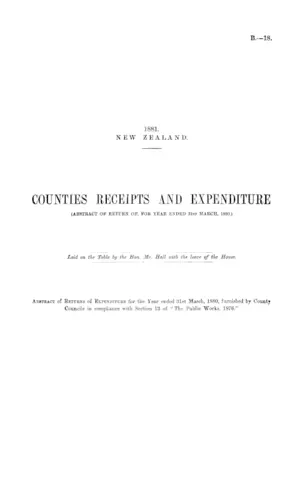 COUNTIES RECEIPTS AND EXPENDITURE (ABSTRACT OF RETURN OF, FOR YEAR ENDED 31st MARCH, 1880.)