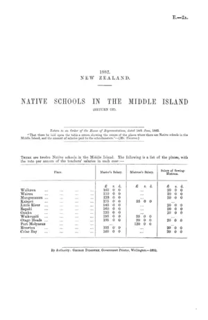 NATIVE SCHOOLS IN THE MIDDLE ISLAND (RETURN OF).