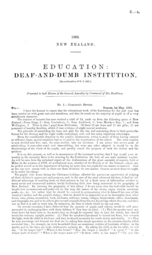 EDUCATION: DEAF-AND-DUMB INSTITUTION. [In continuation of E.-8, 1881.]