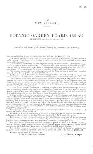 BOTANIC GARDEN BOARD, 1881-82 (THIRTEENTH ANNUAL REPORT OF THE).