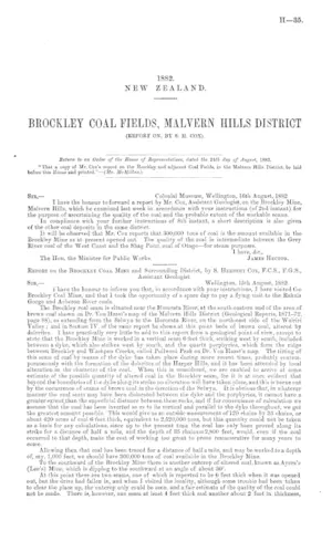 BROCKLEY COAL FIELDS, MALVERN HILLS DISTRICT (REPORT ON, BY S. H. COX).