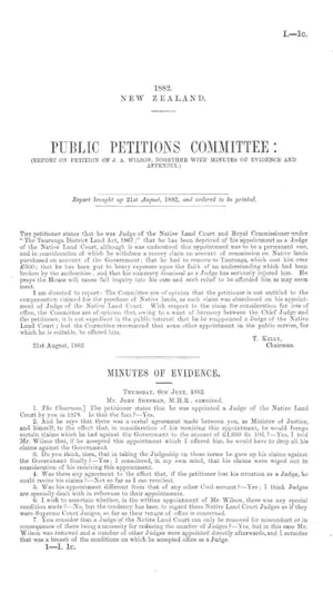 PUBLIC PETITIONS COMMITTEE: (REPORT ON PETITION OF J. A. WILSON, TOGETHER WITH MINUTES OF EVIDENCE AND APPENDIX.)
