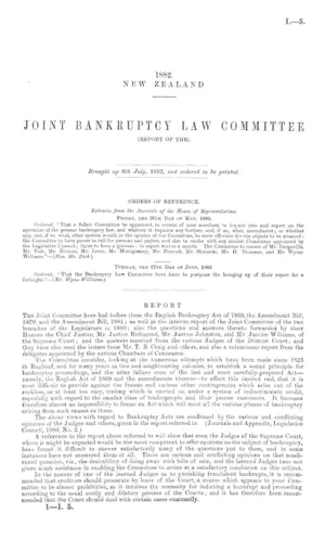 JOINT BANKRUPTCY LAW COMMITTEE (REPORT OF THE).