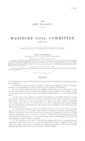 WESTPORT COAL COMMITTEE (REPORT OF).