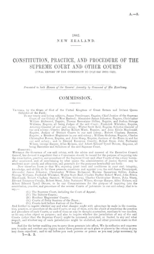 CONSTITUTION, PRACTICE, AND PROCEDURE OF THE SUPREME COURT AND OTHER COURTS (FINAL REPORT OF THE COMMISSION TO INQUIRE INTO THE).