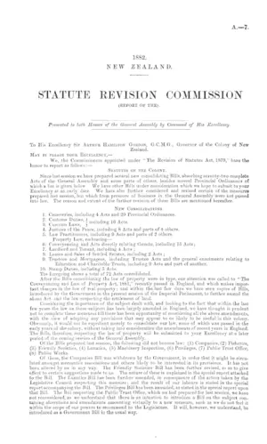 STATUTE REVISION COMMISSION (REPORT OF THE).