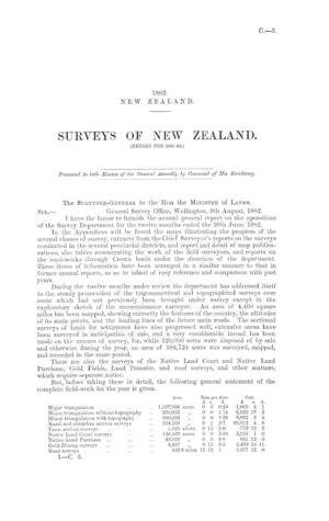 SYRVEYS OF NEW ZEALAND. (REPORT FOR 1881-82.)