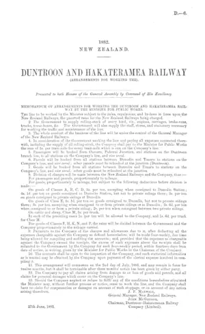 DUNTROON AND HAKATERAMEA RAILWAY (ARRANGEMENTS FOR WORKING THE).