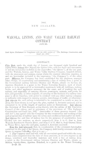 WAICOLA, LINTON, AND WAIAU VALLEY RAILWAY CONTRACT (COPY OF).