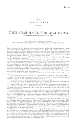 DIRECT STEAM SERVICE WITH GREAT BRITAIN. PARTICULARS AND CONDITIONS OF CONTRACT.