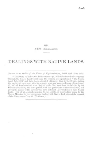 DEALINGS WITH NATIVE LANDS.
