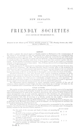 FRIENDLY SOCIETIES (SIXTH REPORT, BY THE REGISTRAR OF).