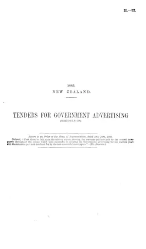 TENDERS FOR GOVERNMENT ADVERTISING (SCHEDULE OF).