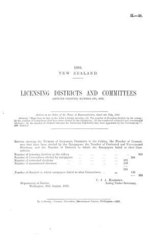 LICENSING DISTRICTS AND COMMITTEES (RETURN SHOWING NUMBER OF), ETC.