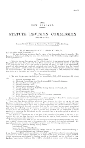 STATUTE REVISION COMMISSION (REPORT OF THE).
