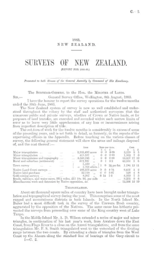 SURVEYS OF NEW ZEALAND. (REPORT FOR 1882-83.)